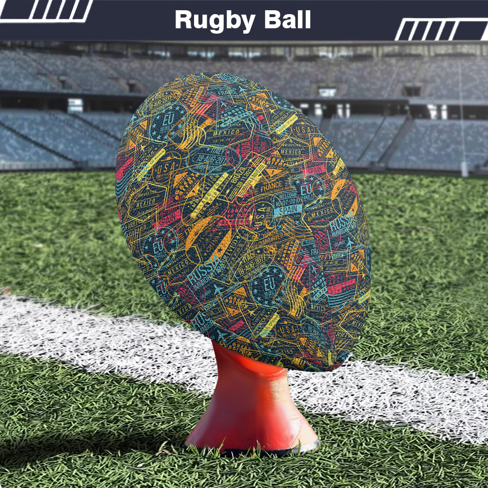 Dark Coloured Passport Stamps Designed Rugby