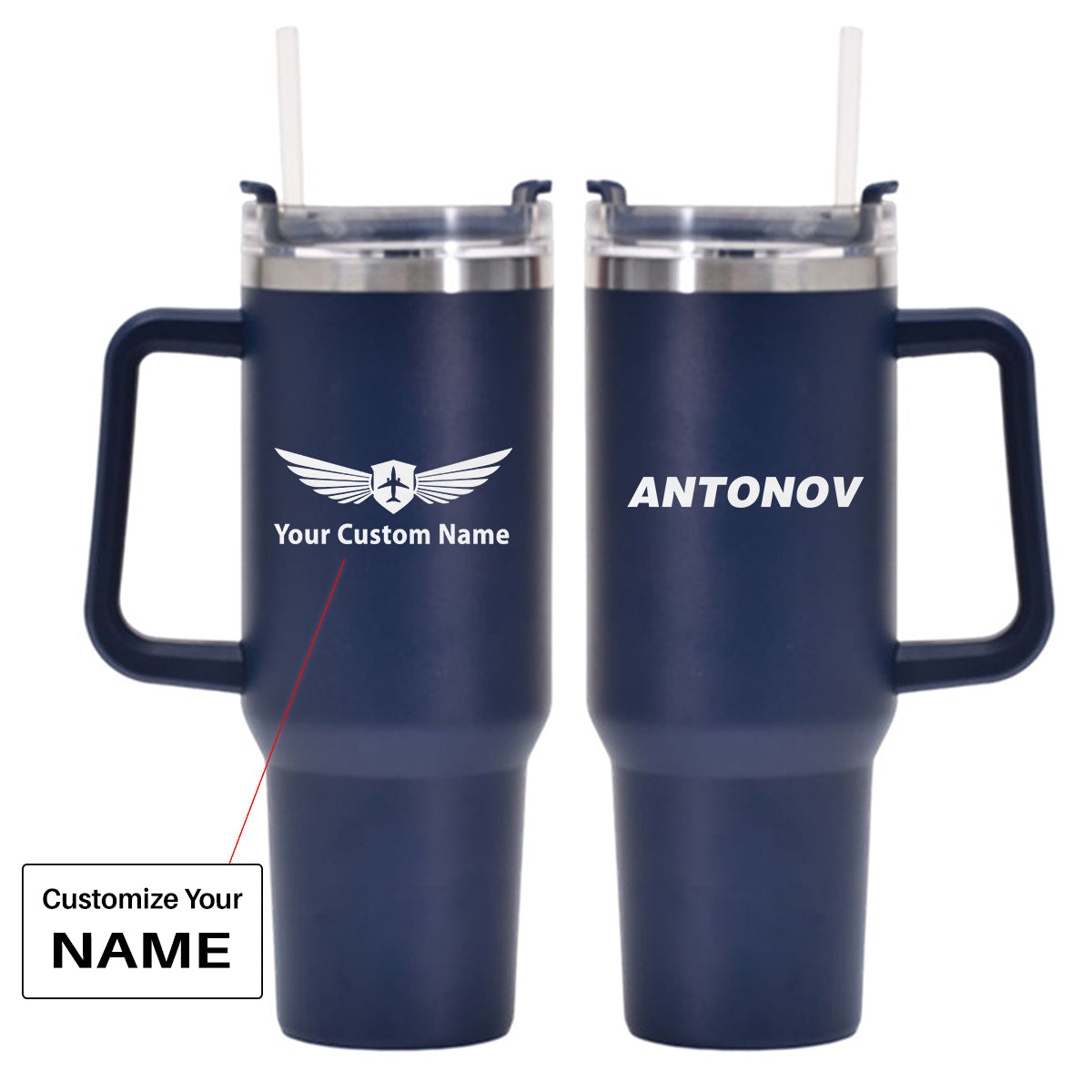 Antonov & Text Designed 40oz Stainless Steel Car Mug With Holder