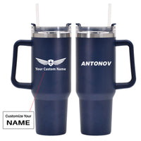Thumbnail for Antonov & Text Designed 40oz Stainless Steel Car Mug With Holder