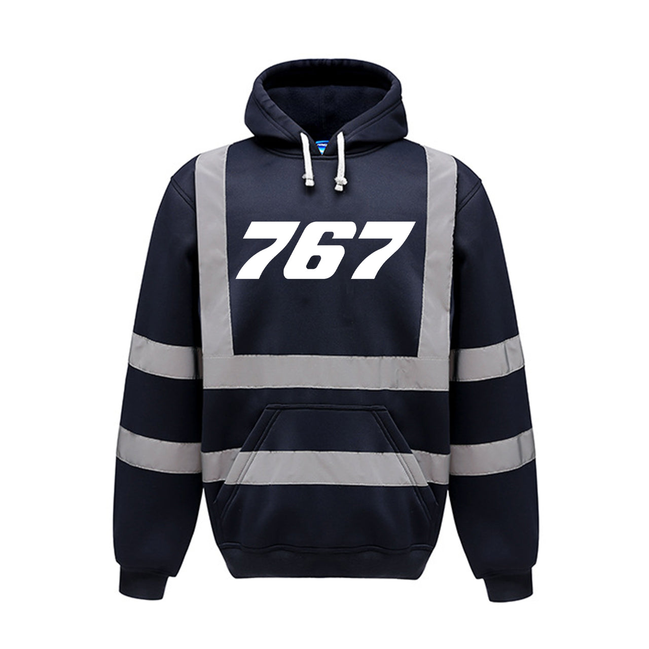 767 Flat Text Designed Reflective Hoodies