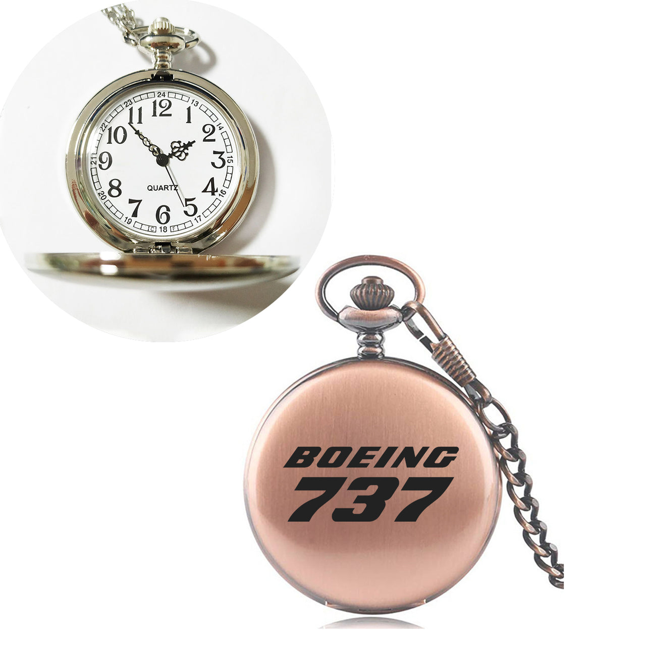 Boeing 737 & Text Designed Pocket Watches