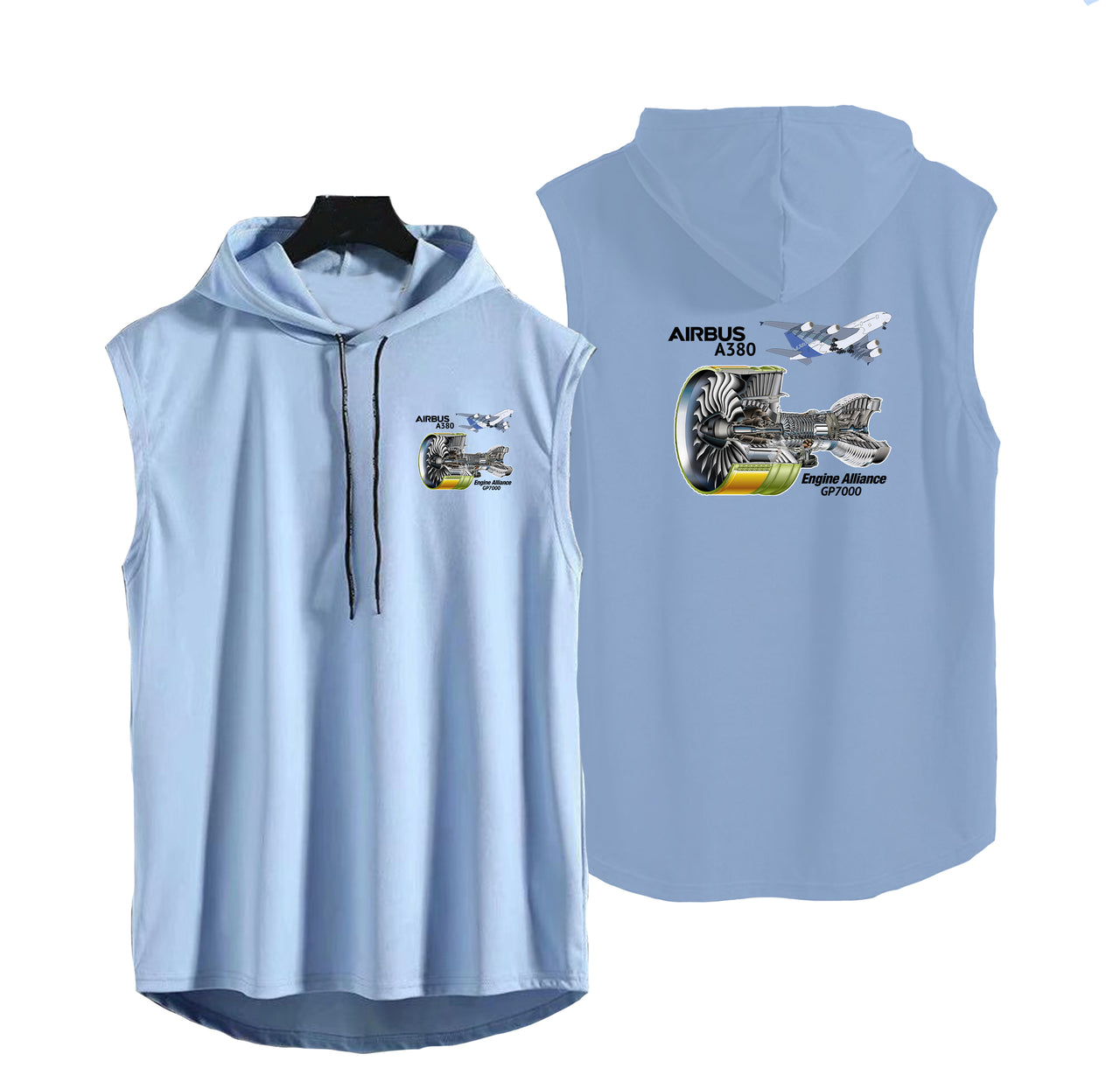 Airbus A380 & GP7000 Engine Designed Hooded Tank Tops
