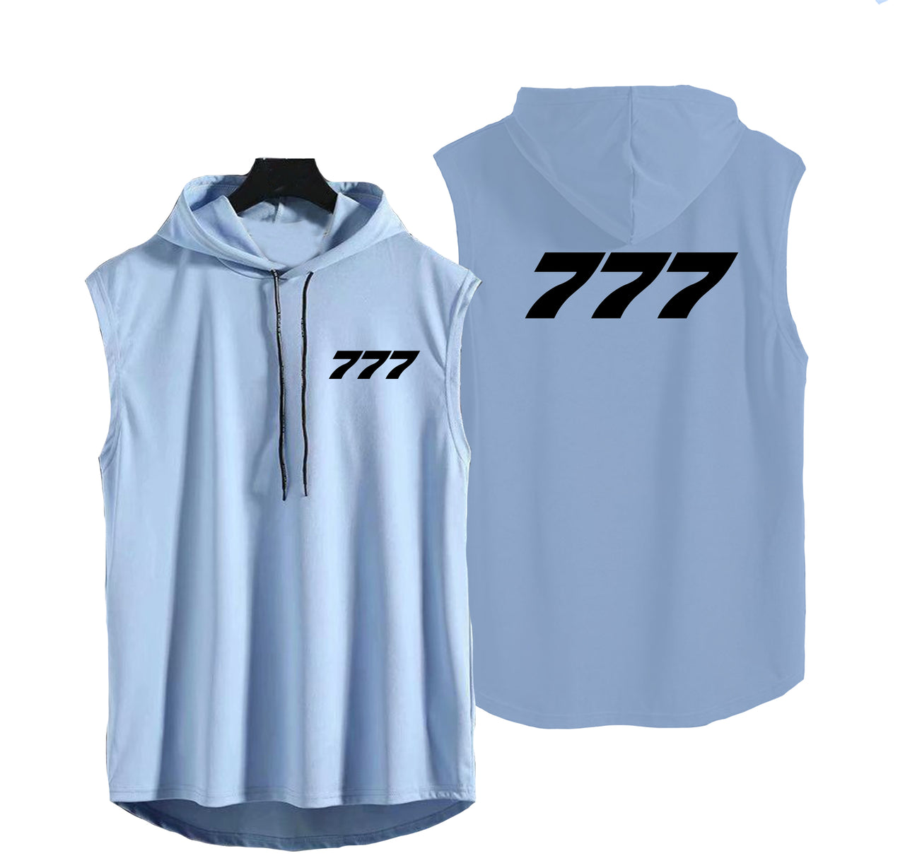 777 Flat Text Designed Hooded Tank Tops