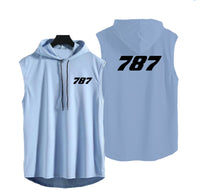 Thumbnail for 787 Flat Text Designed Hooded Tank Tops
