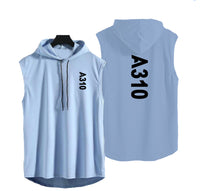 Thumbnail for A310 Text Designed Hooded Tank Tops