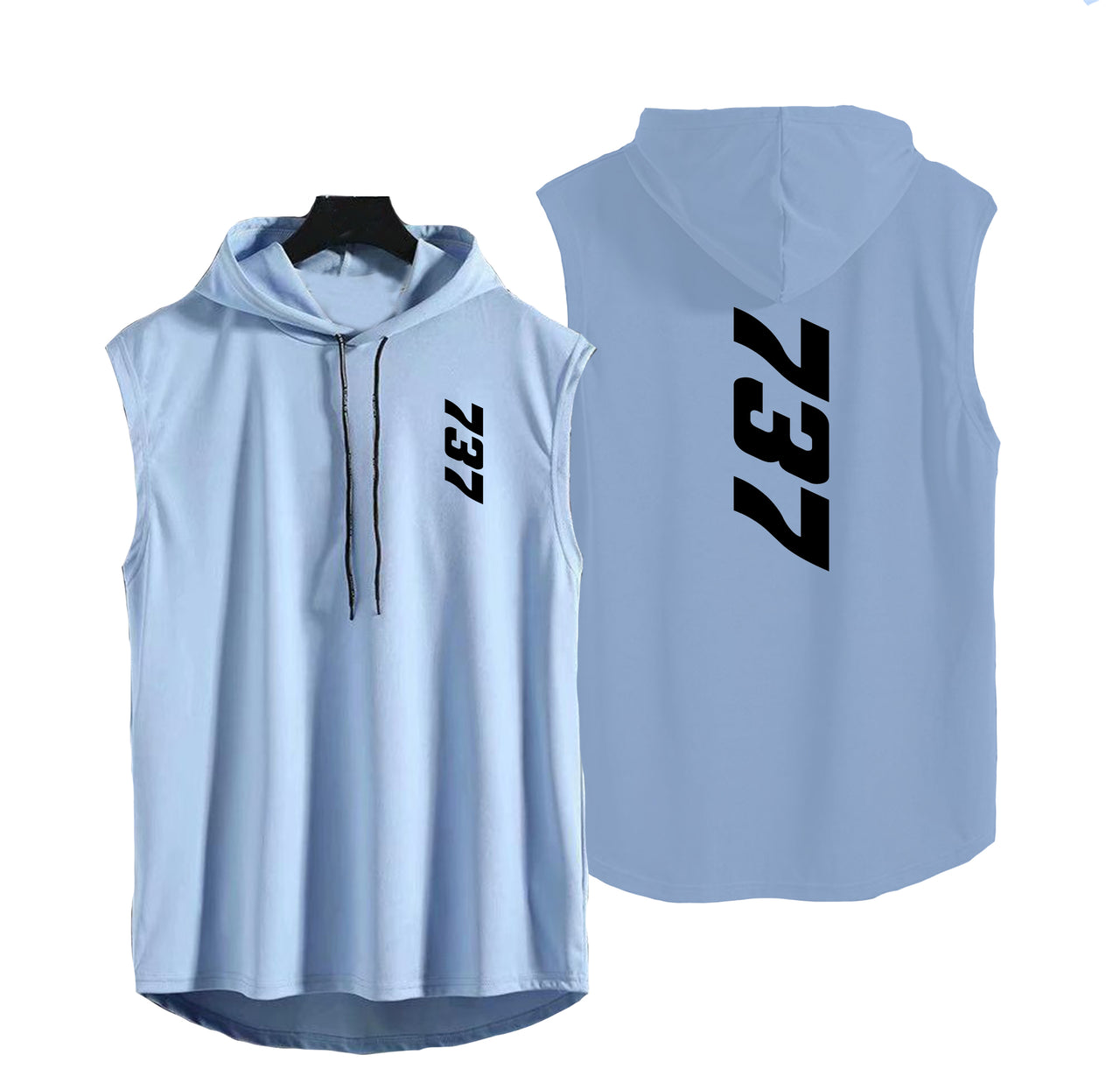 Boeing 737 Text Designed Hooded Tank Tops