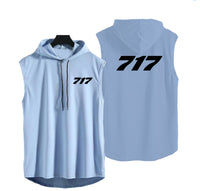 Thumbnail for 717 Flat Text Designed Hooded Tank Tops
