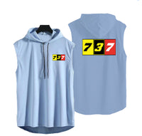 Thumbnail for Flat Colourful 737 Designed Hooded Tank Tops