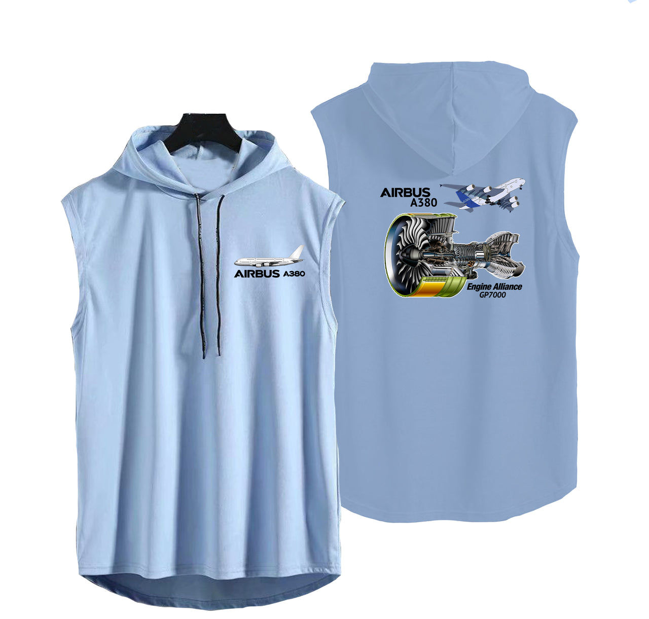 Airbus A380 & GP7000 Engine Designed Hooded Tank Tops
