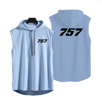 Thumbnail for 757 Flat Text Designed Hooded Tank Tops
