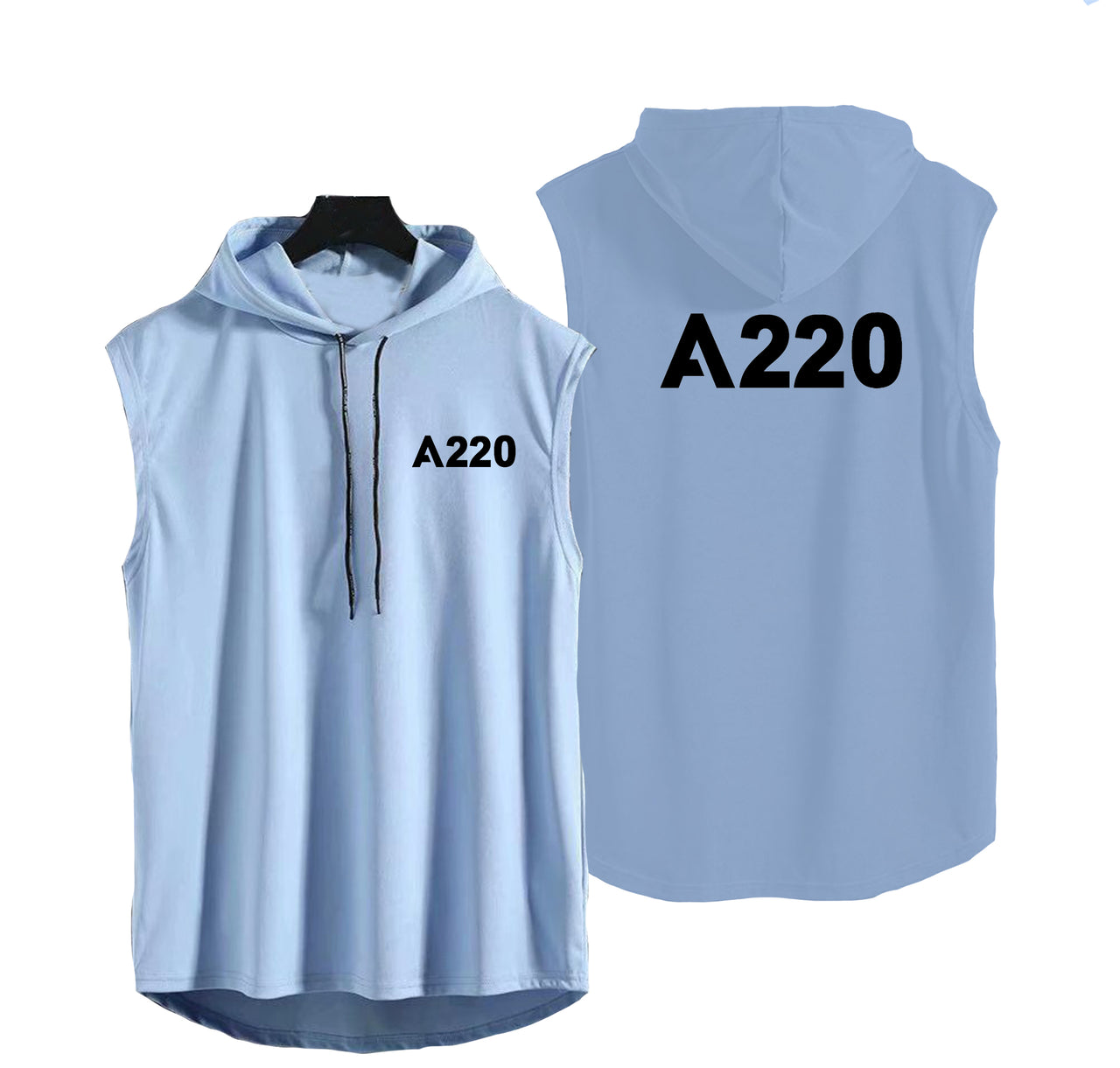 A220 Flat Text Designed Hooded Tank Tops
