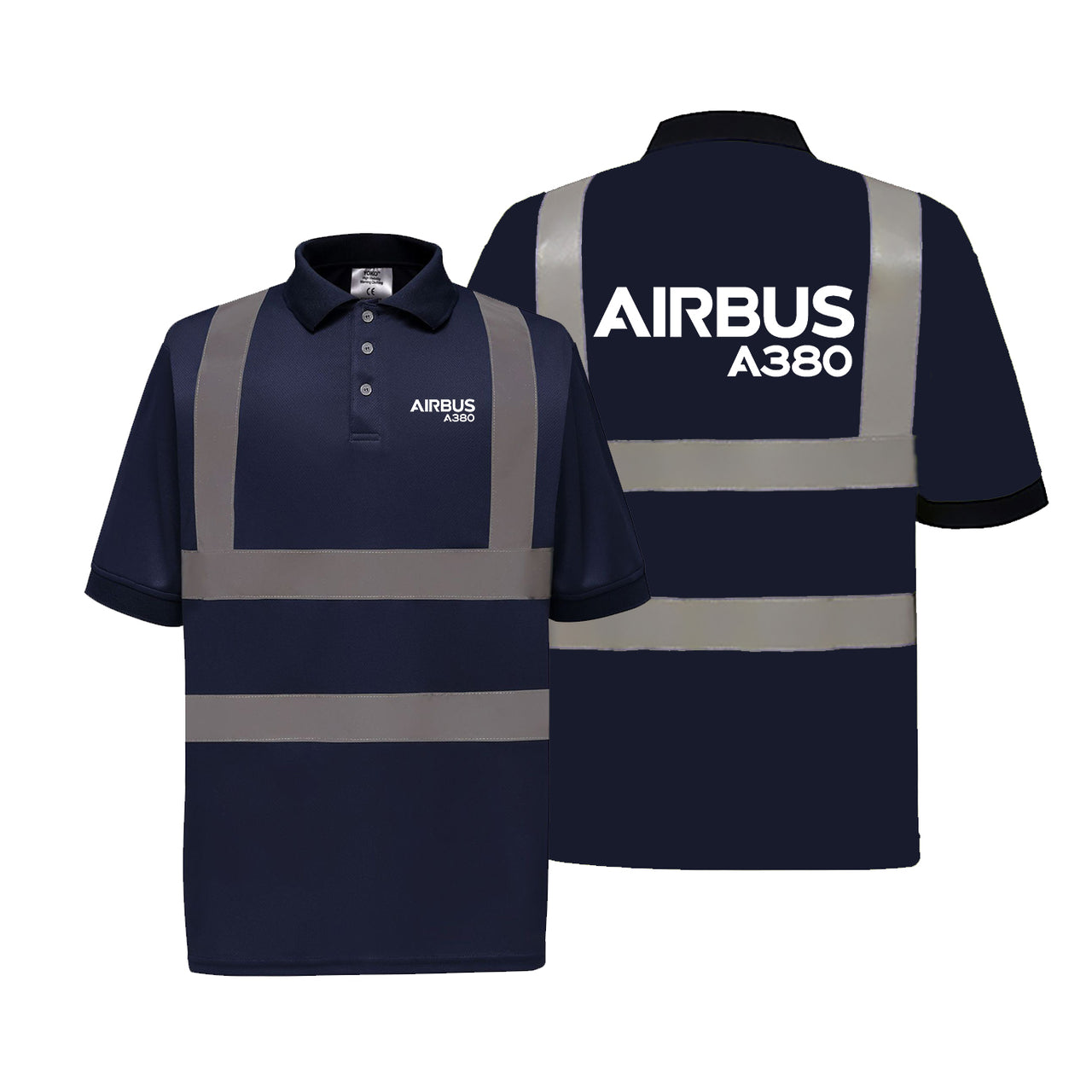 Airbus A380 & Text Designed Reflective Polo T-Shirts