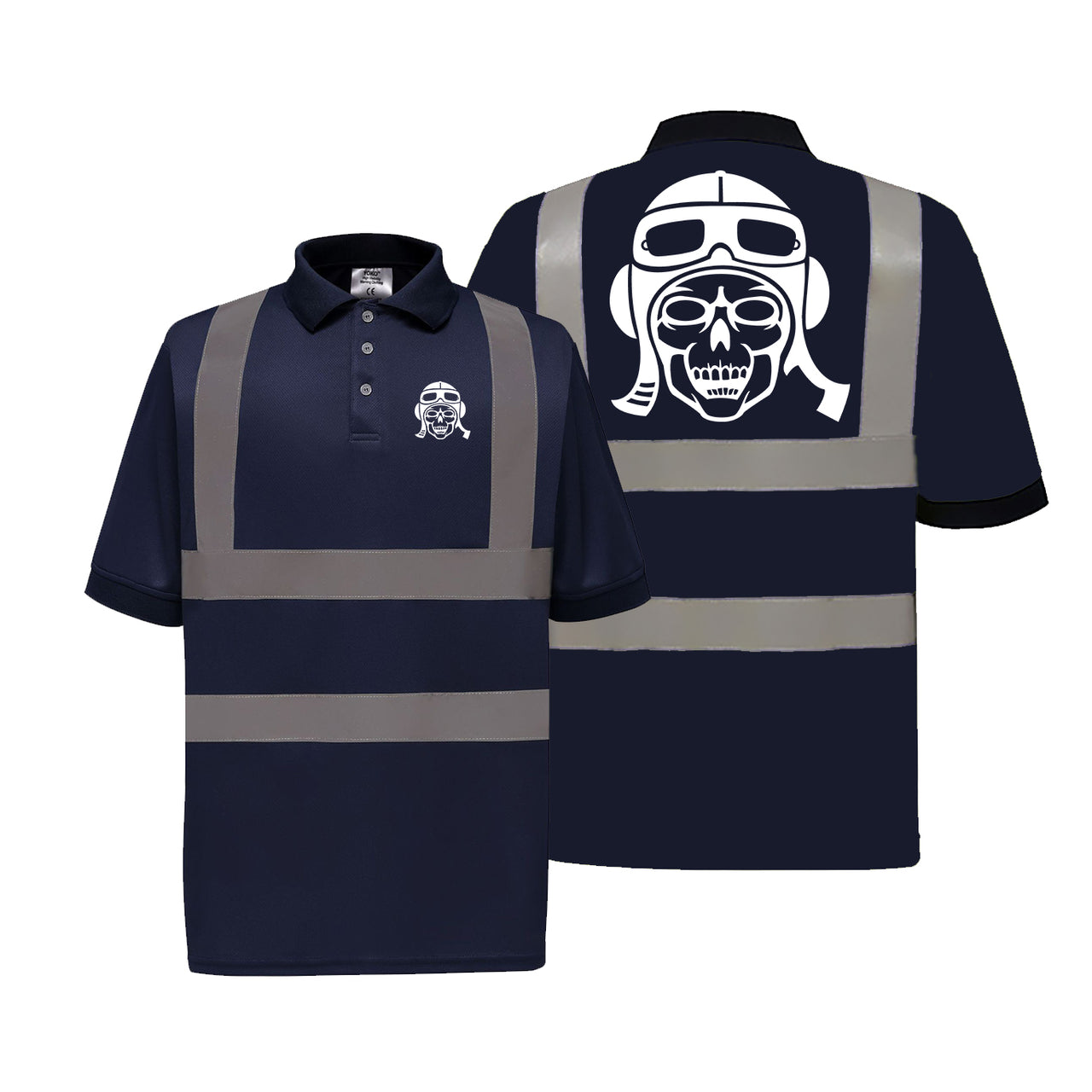 Skeleton Pilot Designed Reflective Polo T-Shirts