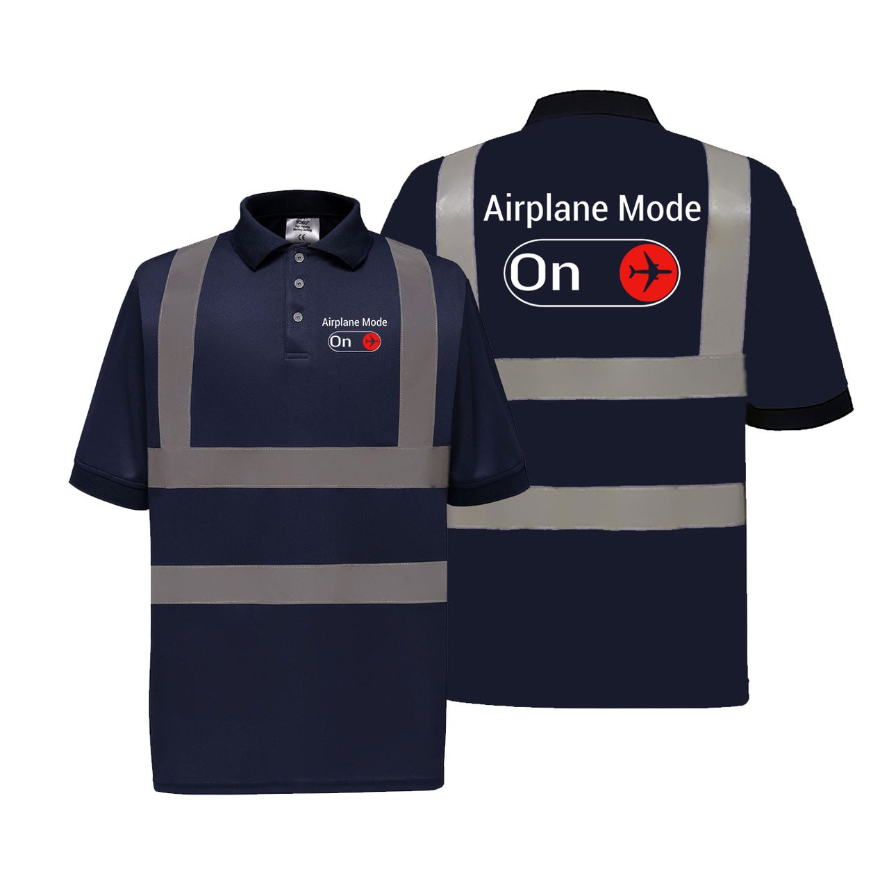 Airplane Mode On Designed Reflective Polo T-Shirts