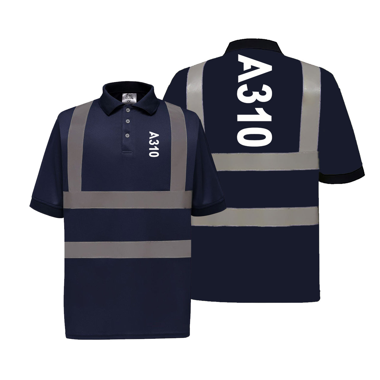 A310 Text Designed Reflective Polo T-Shirts
