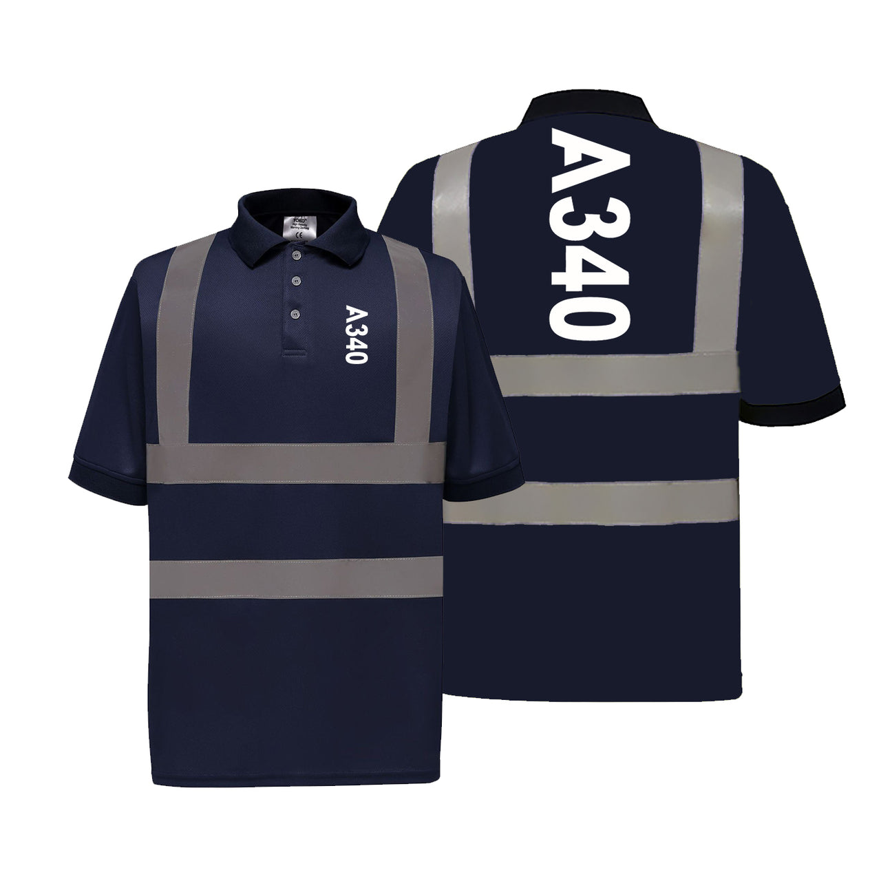A340 Text Designed Reflective Polo T-Shirts