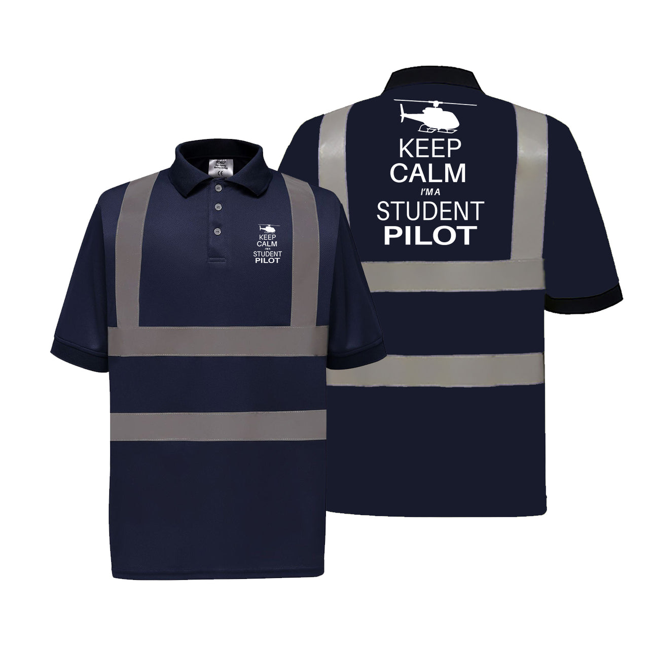 Student Pilot (Helicopter) Designed Reflective Polo T-Shirts