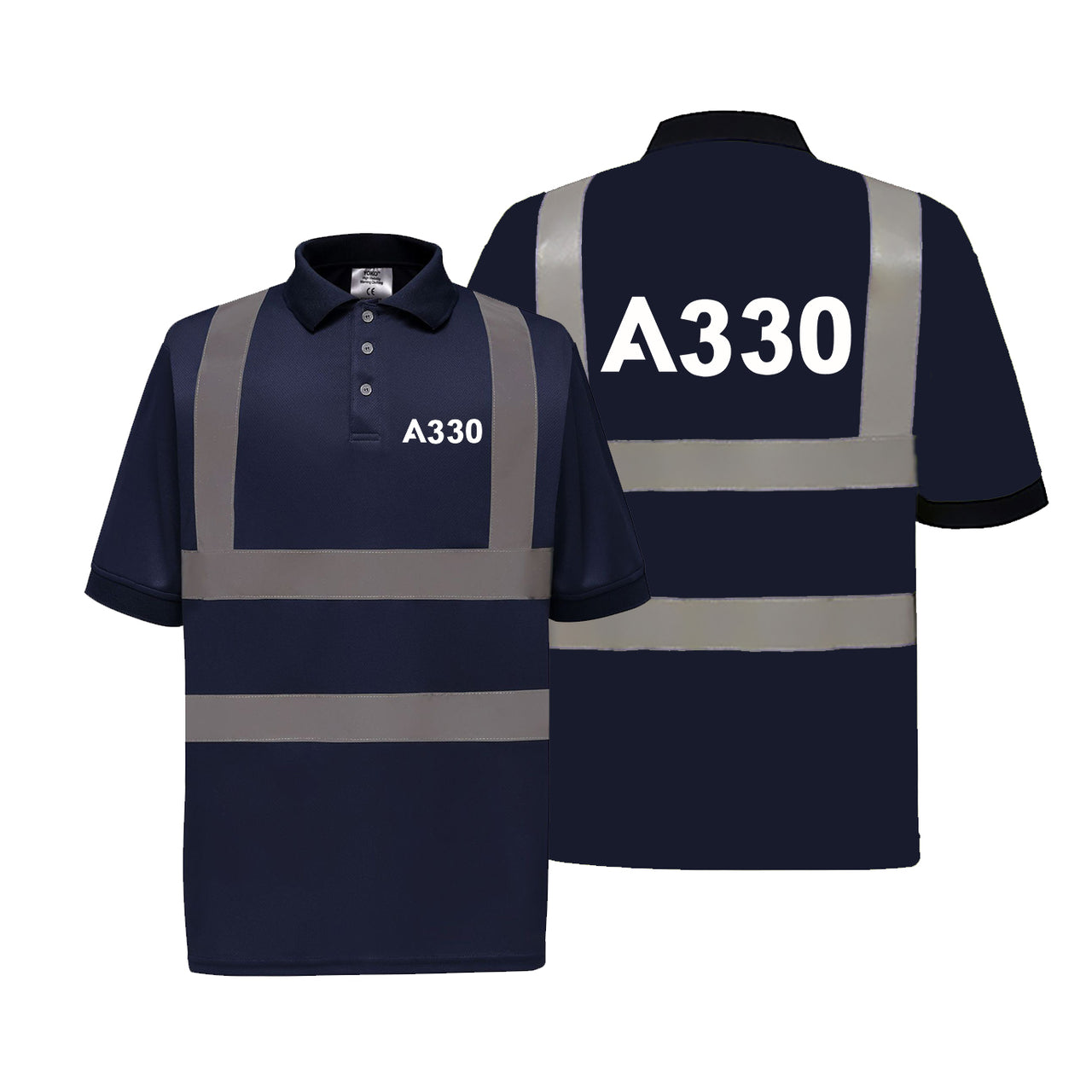 A330 Flat Text Designed Reflective Polo T-Shirts