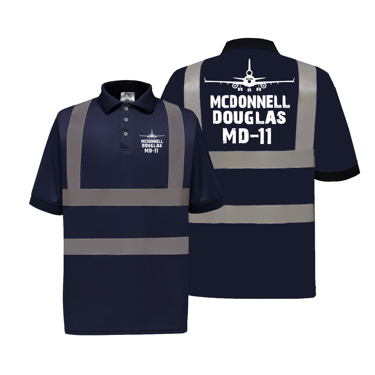 McDonnell Douglas MD-11 & Plane Designed Reflective Polo T-Shirts