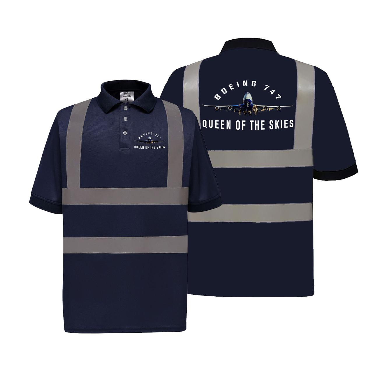 Boeing 747 Queen of the Skies Designed Reflective Polo T-Shirts