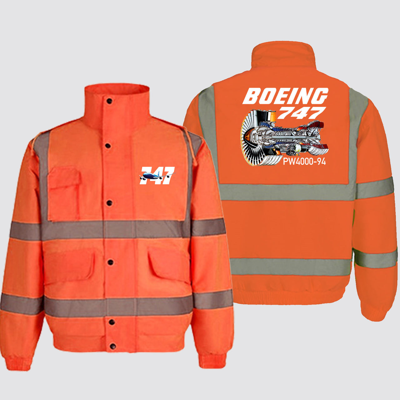 Boeing 747 & PW4000-94 Engine Designed Reflective Winter Jackets