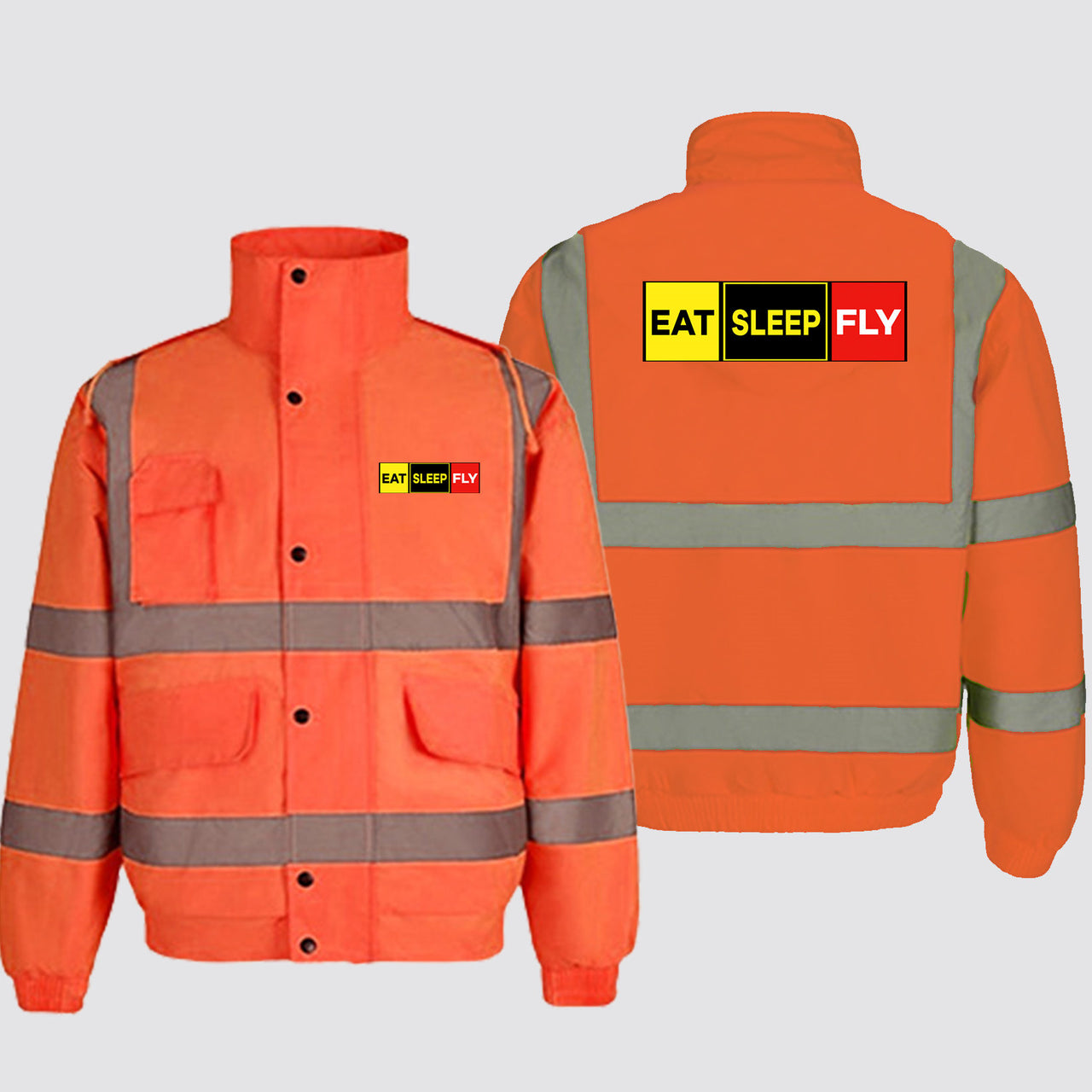 Eat Sleep Fly (Colourful) Designed Reflective Winter Jackets