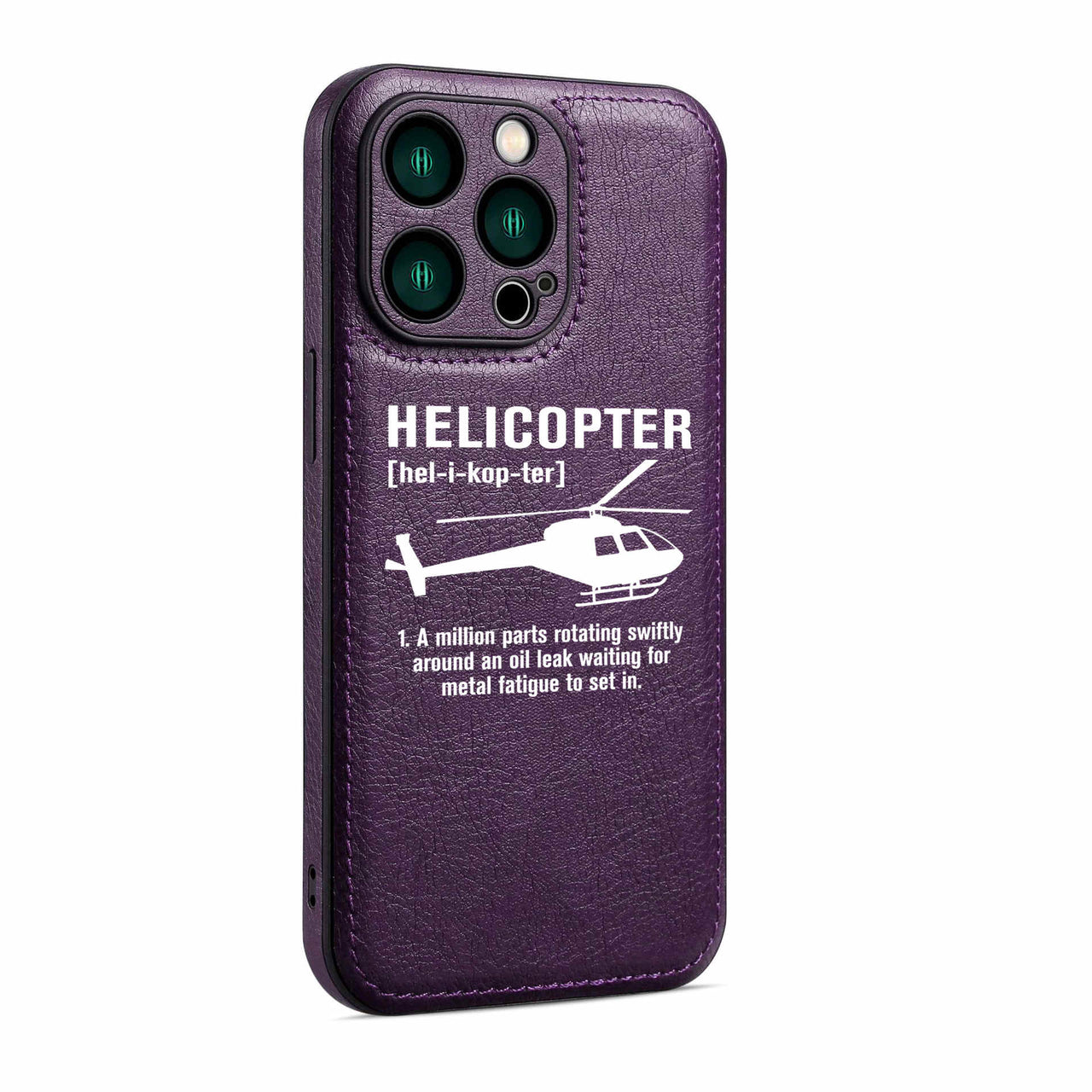 Helicopter [Noun] Designed Leather iPhone Cases