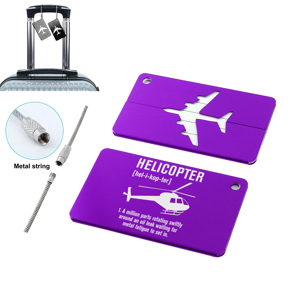 Helicopter [Noun] Designed Aluminum Luggage Tags