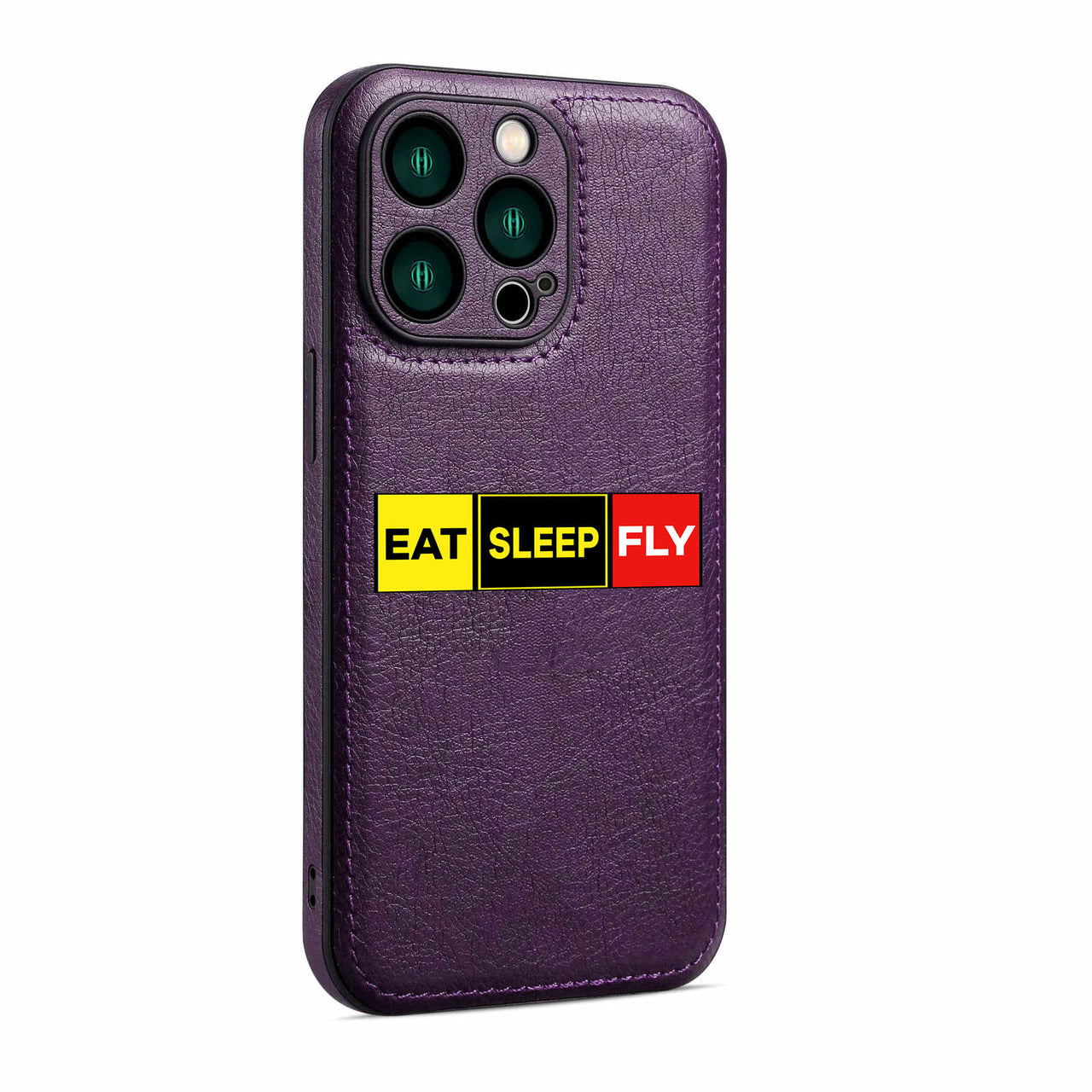 Eat Sleep Fly (Colourful) Designed Leather iPhone Cases