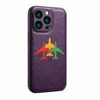 Thumbnail for Colourful 3 Airplanes Designed Leather iPhone Cases