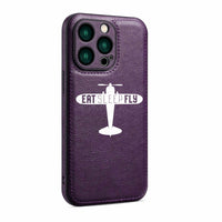 Thumbnail for Eat Sleep Fly & Propeller Designed Leather iPhone Cases