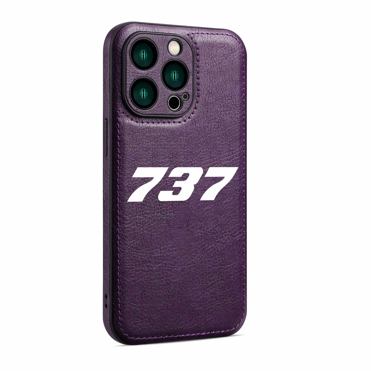 737 Flat Text Designed Leather iPhone Cases