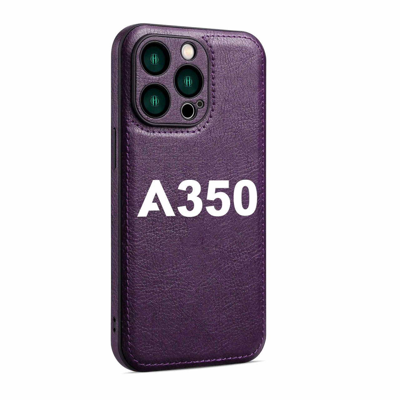 A350 Flat Text Designed Leather iPhone Cases