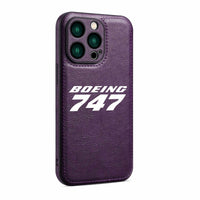 Thumbnail for Boeing 747 & Text Designed Leather iPhone Cases