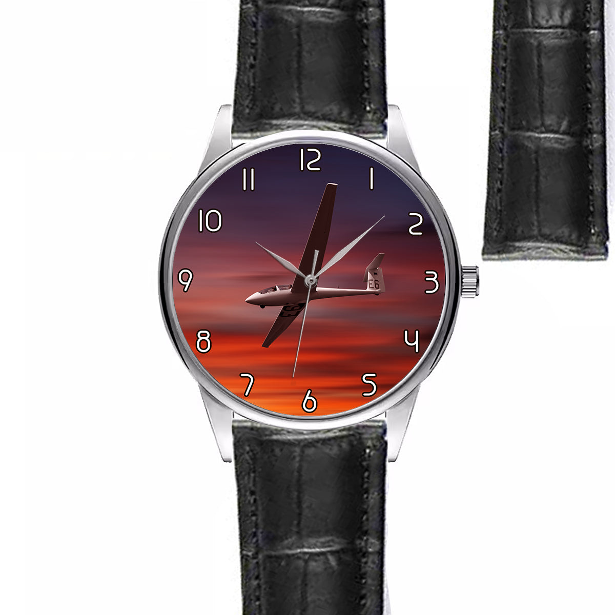 Cruising Glider at Sunset Designed Fashion Leather Strap Watches