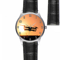 Thumbnail for Amazing Drone in Sunset Designed Fashion Leather Strap Watches