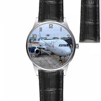 Thumbnail for American Airlines A321 Designed Fashion Leather Strap Watches