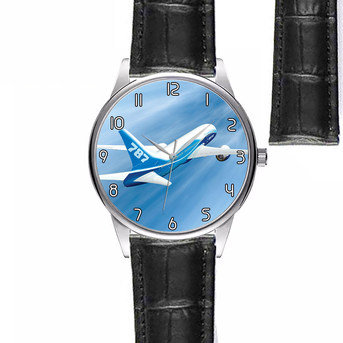 Beautiful Painting of Boeing 787 Dreamliner Designed Fashion Leather Strap Watches