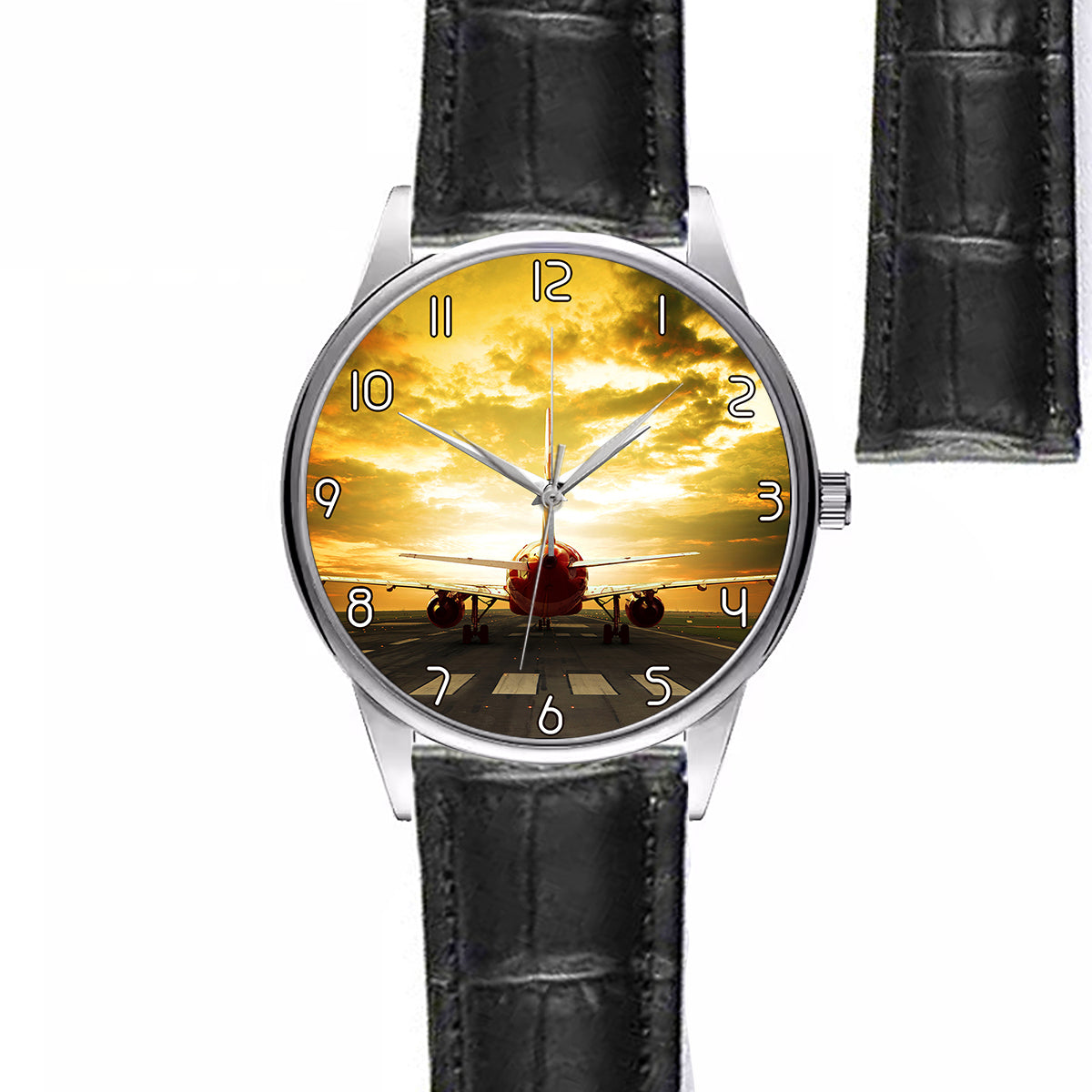 Ready for Departure Passanger Jet Designed Fashion Leather Strap Watches