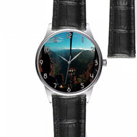 Thumbnail for Beautiful Scenary Through Helicopter Cockpit Designed Fashion Leather Strap Watches
