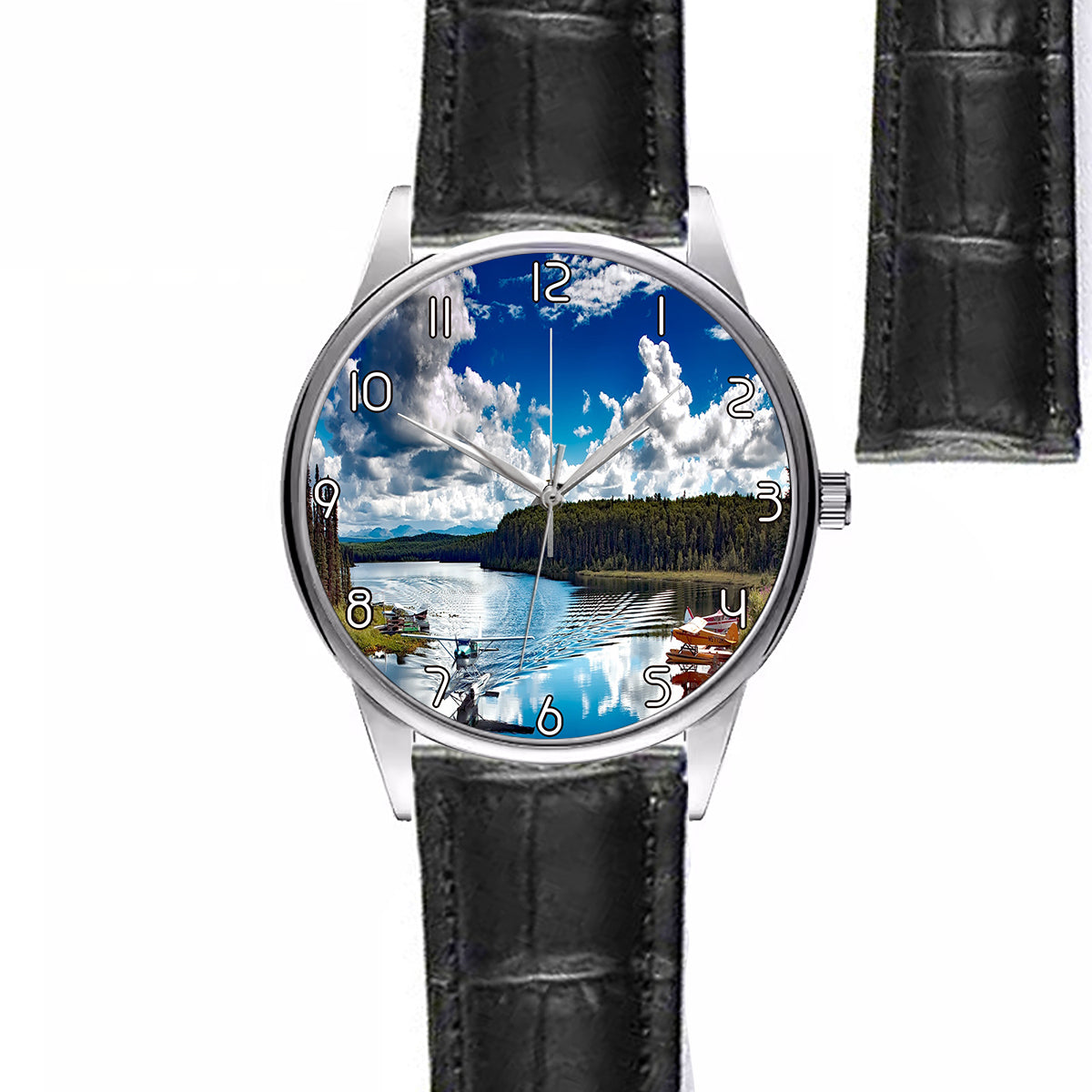 Amazing Scenary & Sea Planes Designed Fashion Leather Strap Watches
