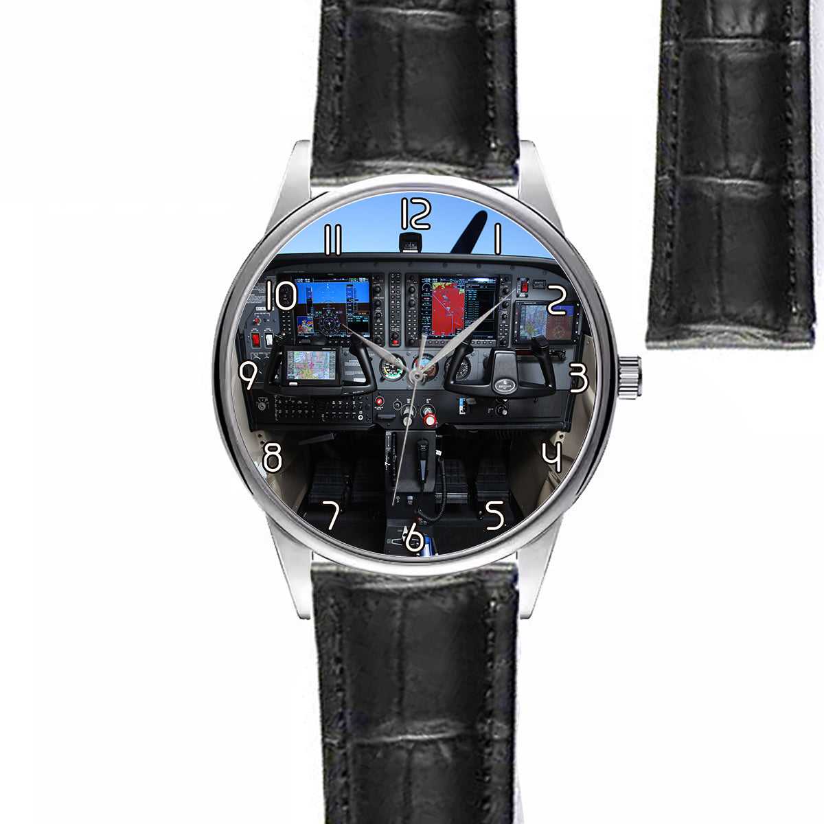 Cessna 172 Cockpit Designed Fashion Leather Strap Watches