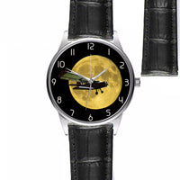 Thumbnail for Antonov-2 With Moon Designed Fashion Leather Strap Watches