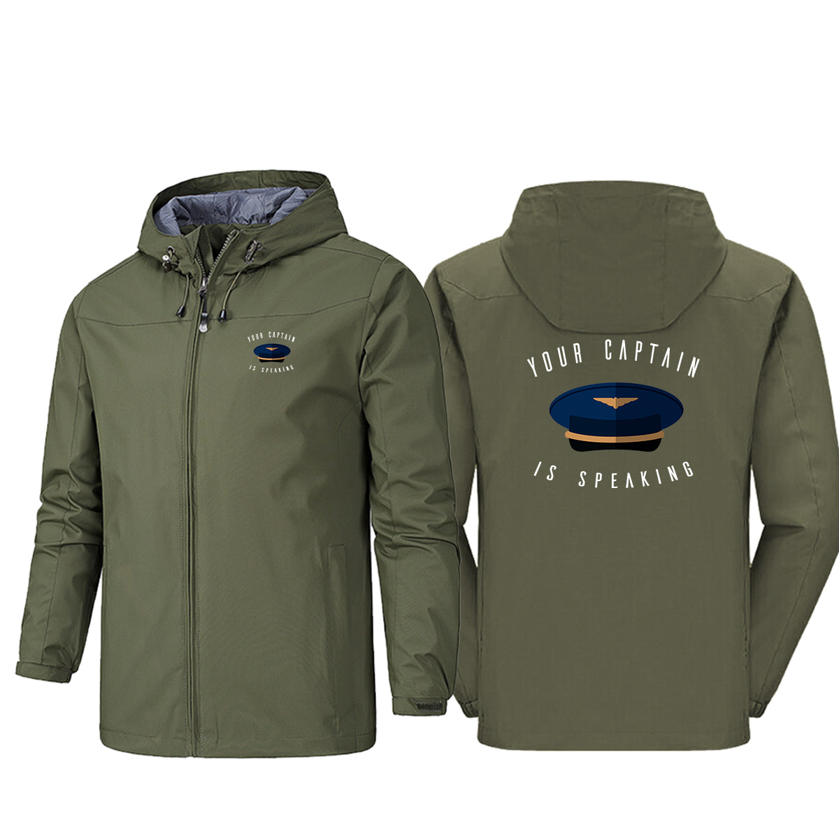 Your Captain Is Speaking Designed Rain Jackets & Windbreakers