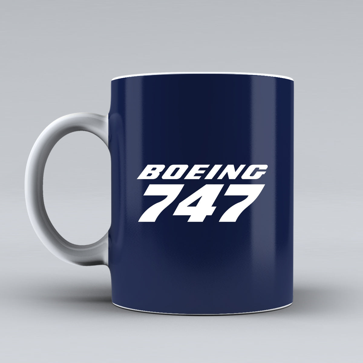 Boeing 747 & Text Designed Ceramic White Mugs