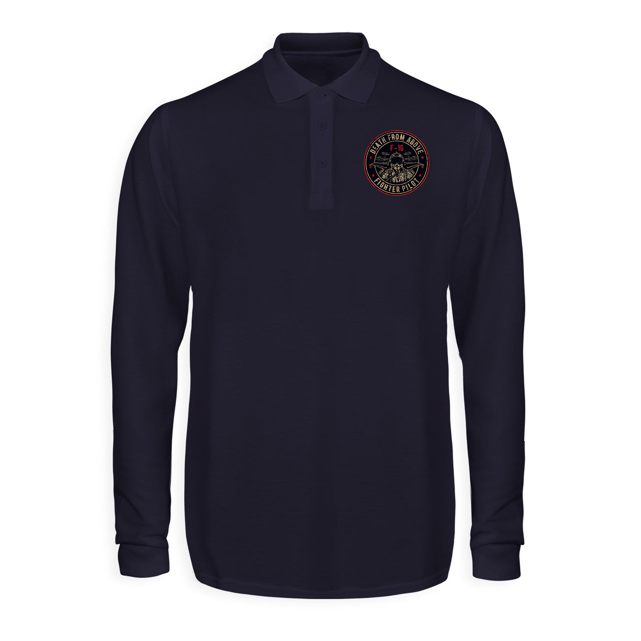 Fighter Jet 16 - Death From Above Designed Long Sleeve Polo T-Shirts