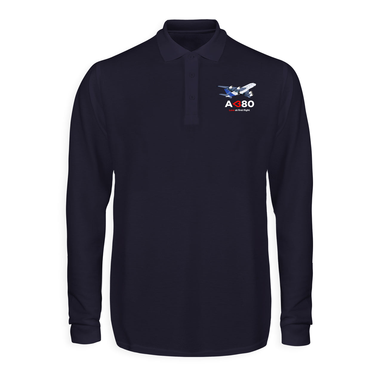 Airbus A380 Love at first flight Designed Long Sleeve Polo T-Shirts