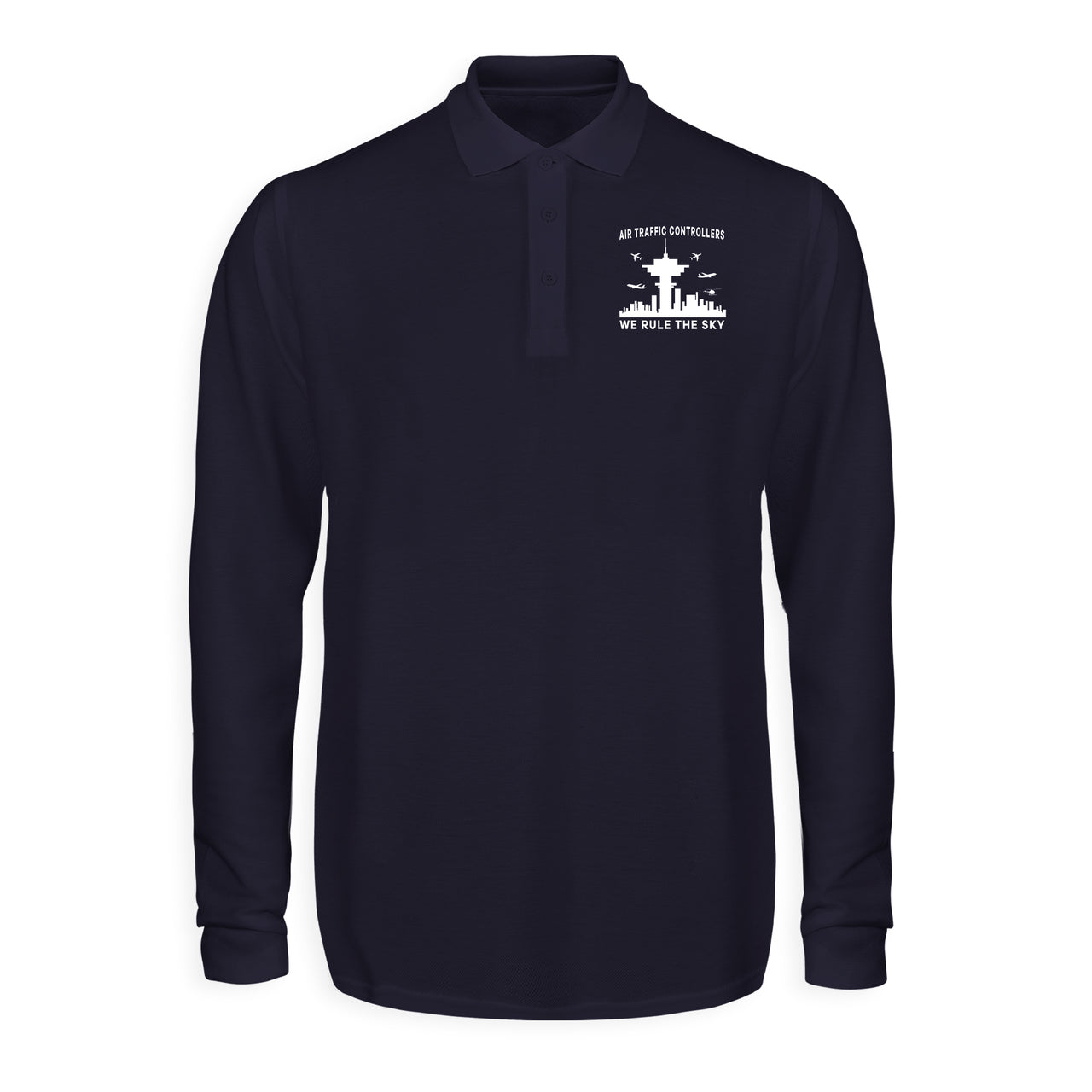 Air Traffic Controllers - We Rule The Sky Designed Long Sleeve Polo T-Shirts