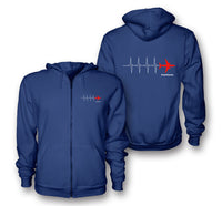 Thumbnail for Aviation Heartbeats Designed Zipped Hoodies