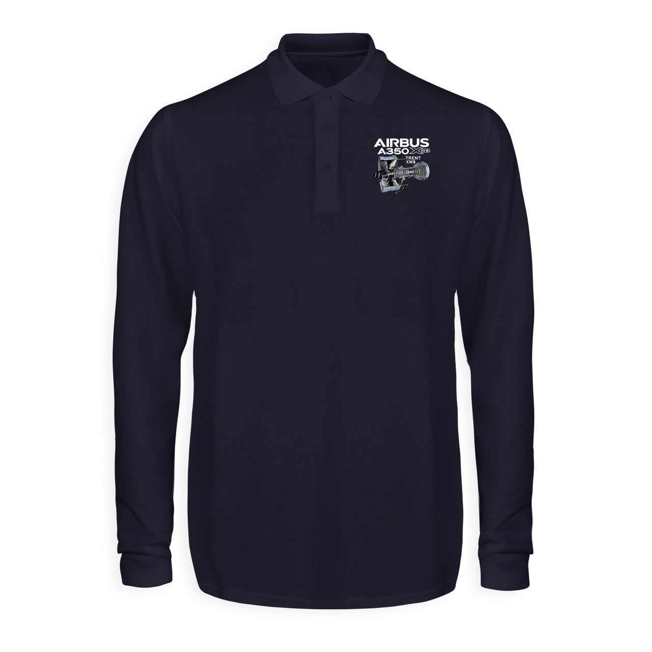 Airbus A350 & Trent Wxb Engine Designed Long Sleeve Polo T-Shirts
